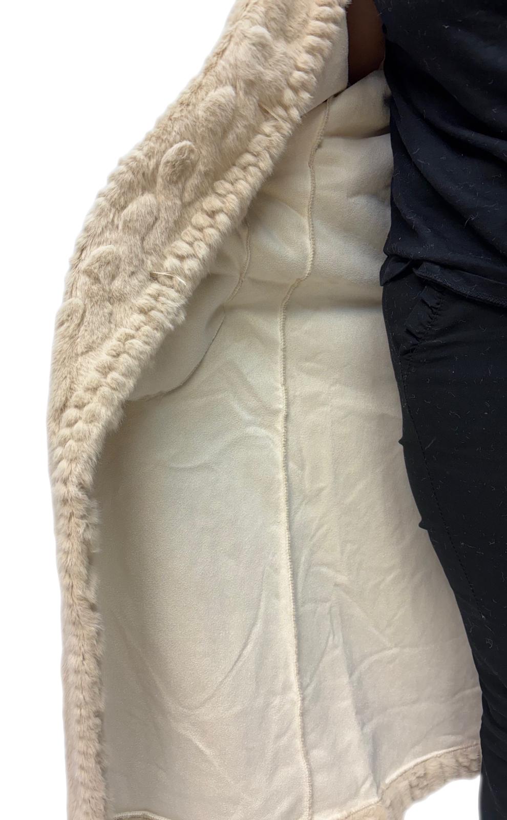 Cappotto pelliccia sintetica intagliata a trecce invernale donna