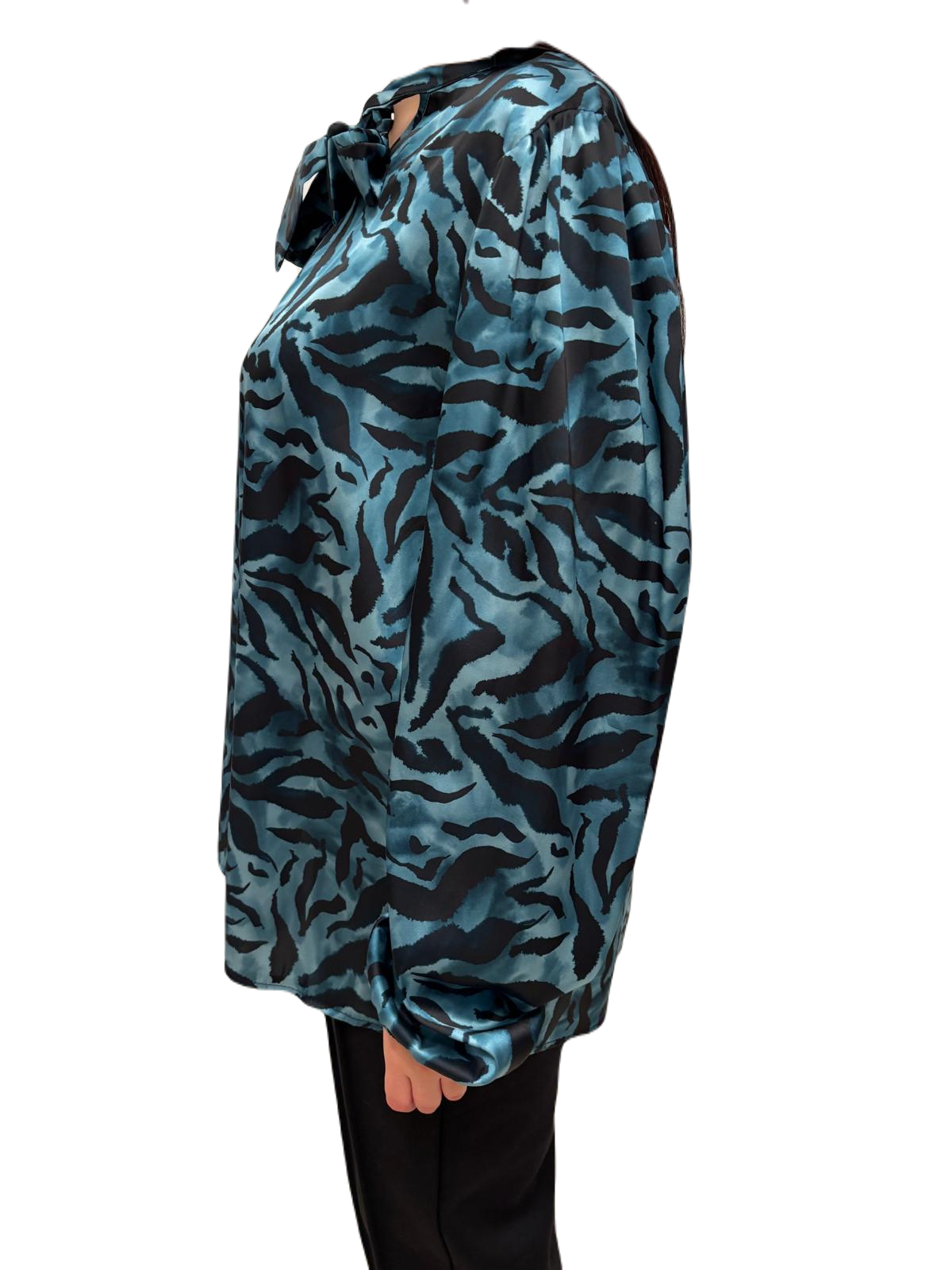Camicia in raso con stampa zebrata