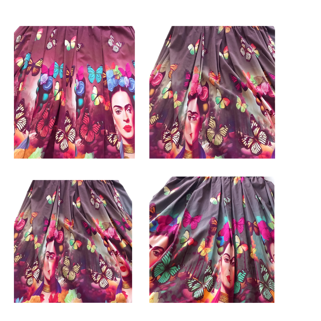 Gonna lunga con stampa Frida Kahlo