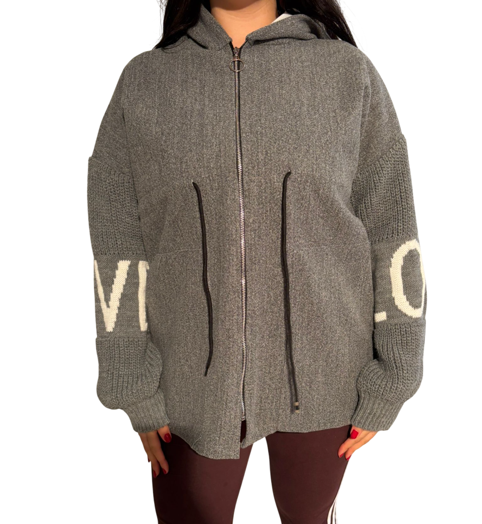 Übergroße Winter-Sweatshirt-Strickjacke für Damen