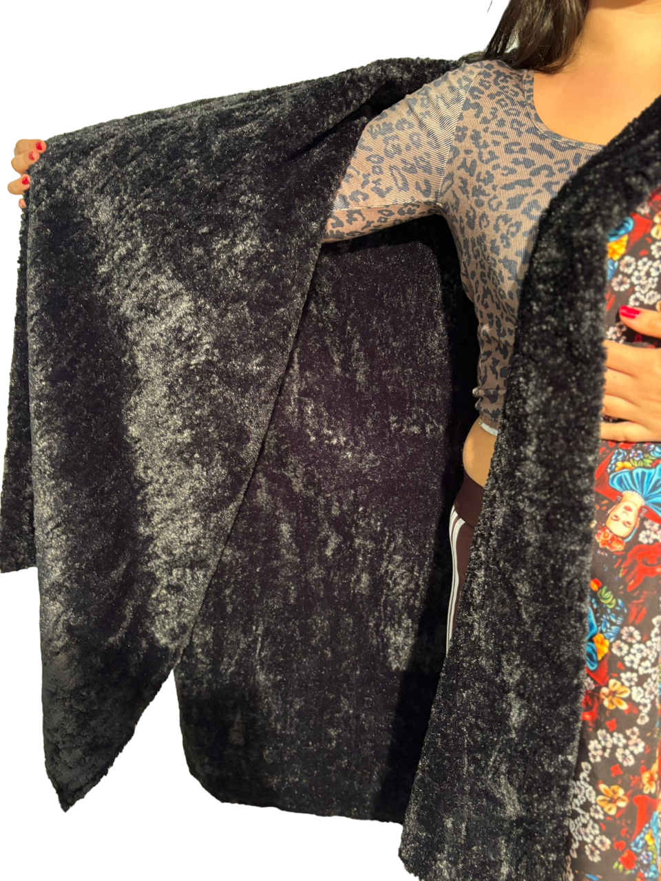Cappotto mantoux imbottito con pelliccia sintetica invernale donna