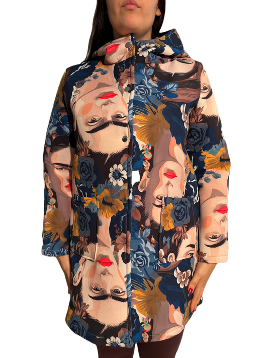 Cappotto trapuntato invernale donna con stampa multicolor