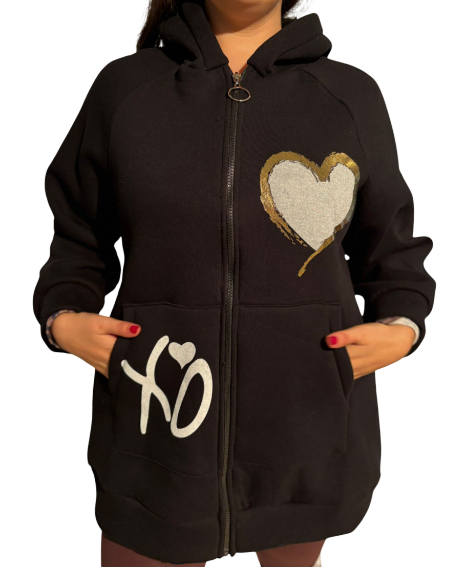 Damen-Sweatshirt mit Reißverschluss und Winterprint