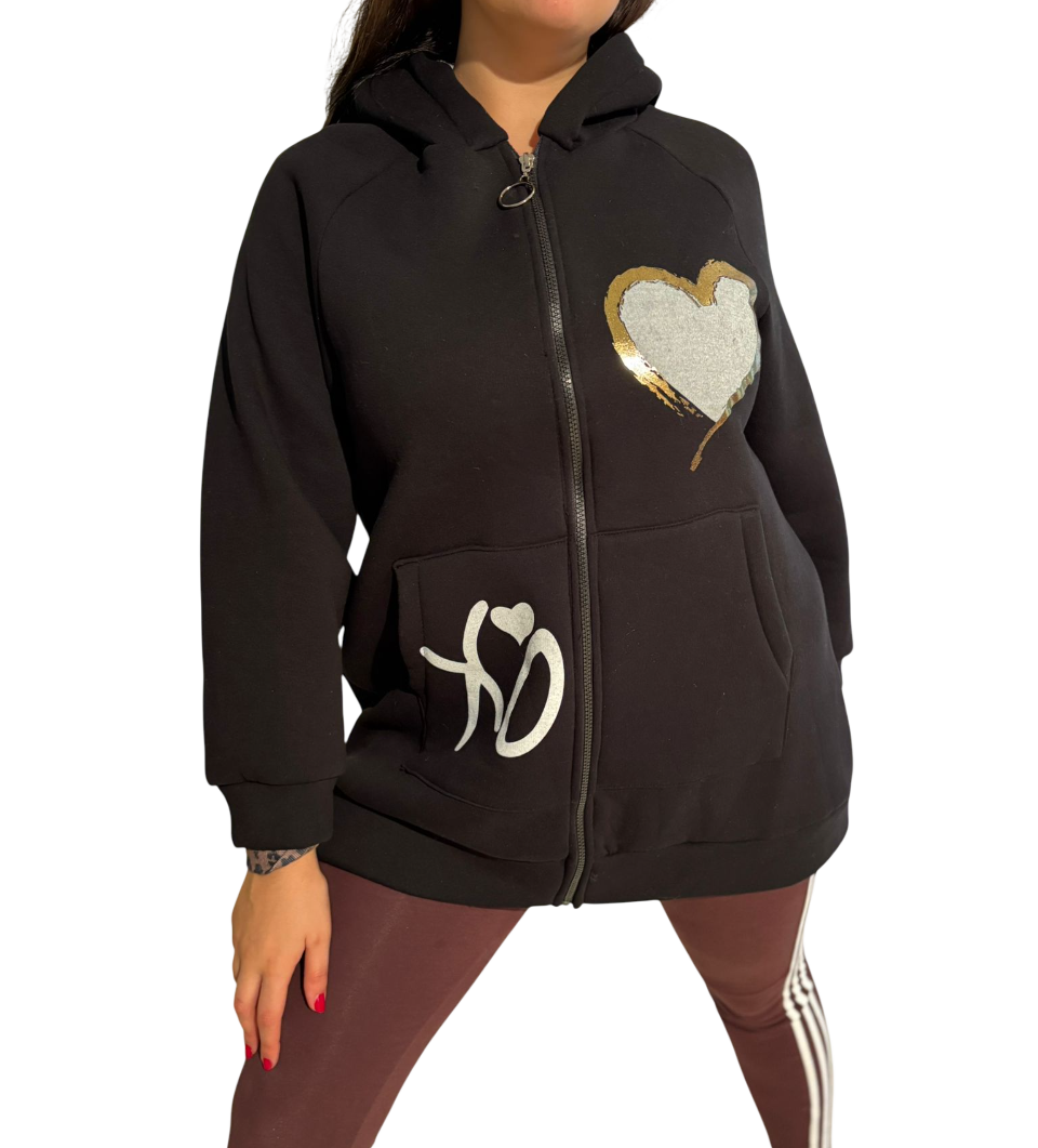 Damen-Sweatshirt mit Reißverschluss und Winterprint