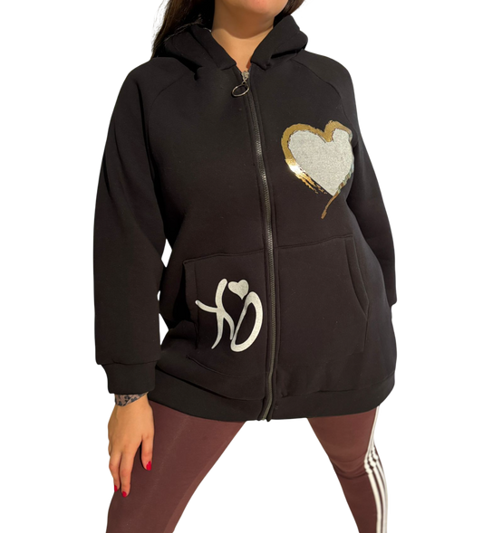 Damen-Sweatshirt mit Reißverschluss und Winterprint