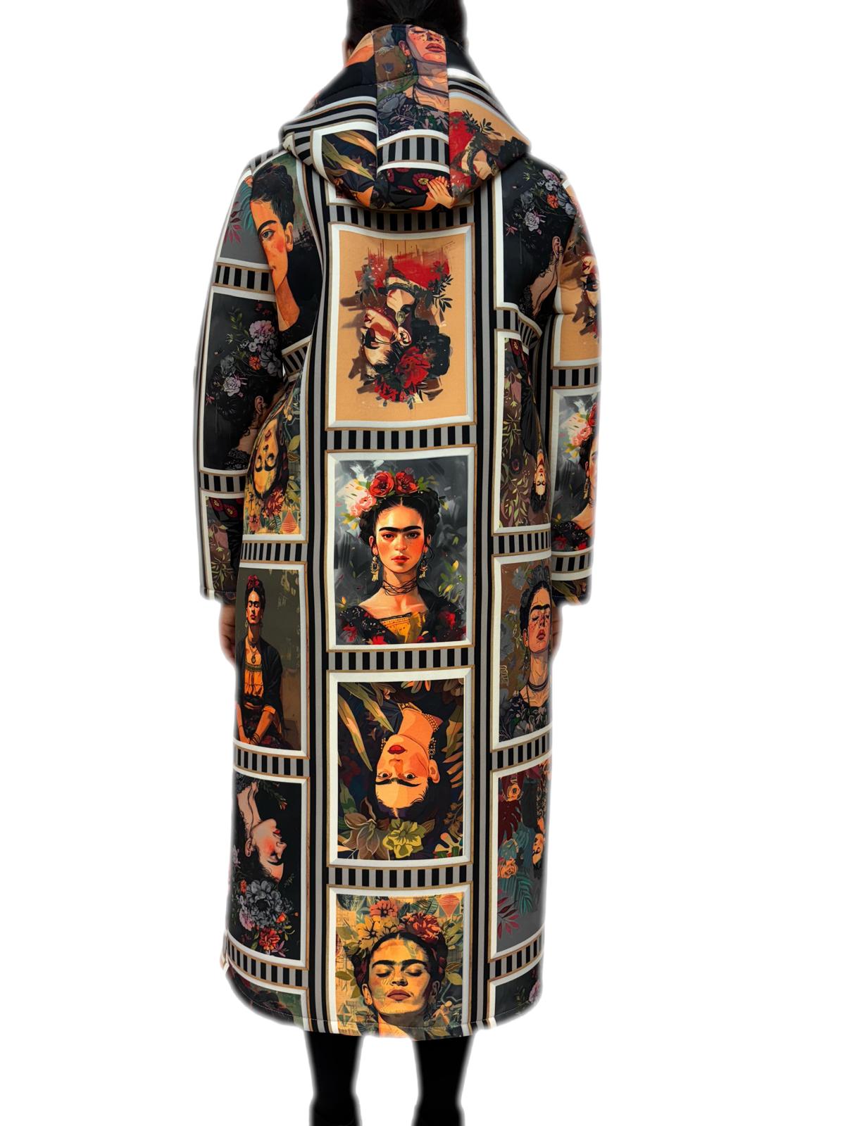 Cappotto lungo invernale donna con stampa multicolor