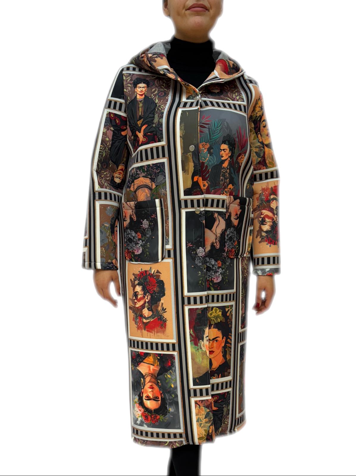 Cappotto lungo invernale donna con stampa multicolor