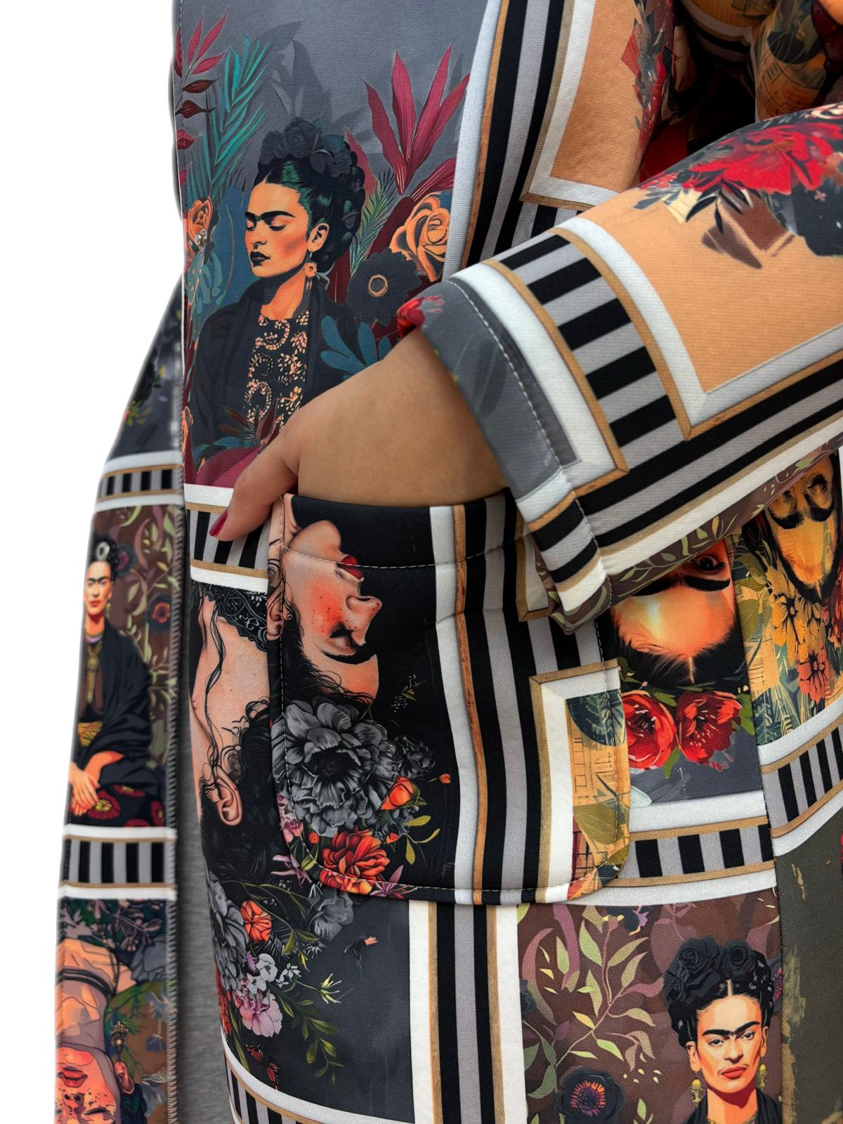 Cappotto lungo invernale donna con stampa multicolor