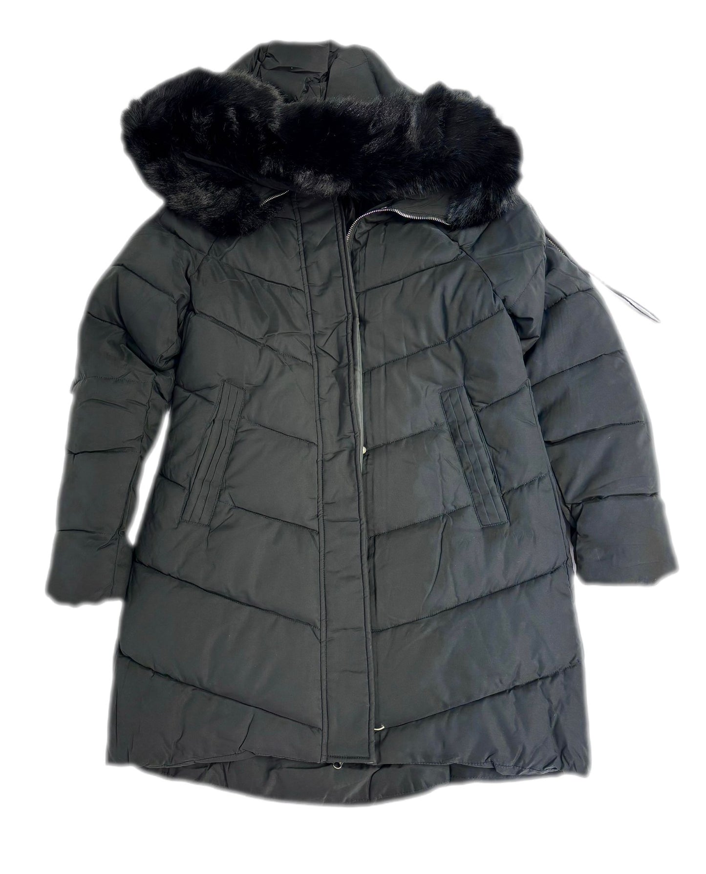 Cappotto lungo invernale con cappuccio con pelliccia sintetica