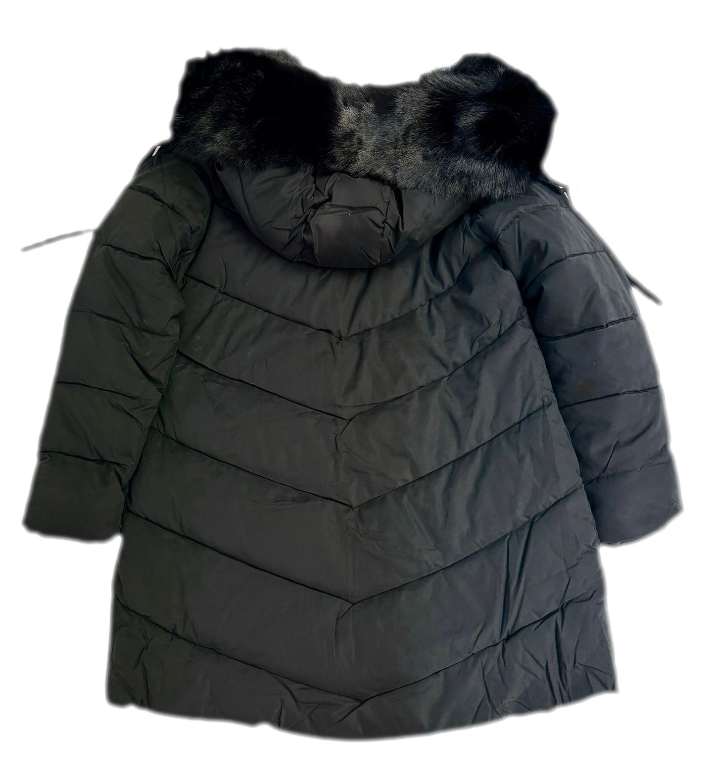 Cappotto lungo invernale con cappuccio con pelliccia sintetica