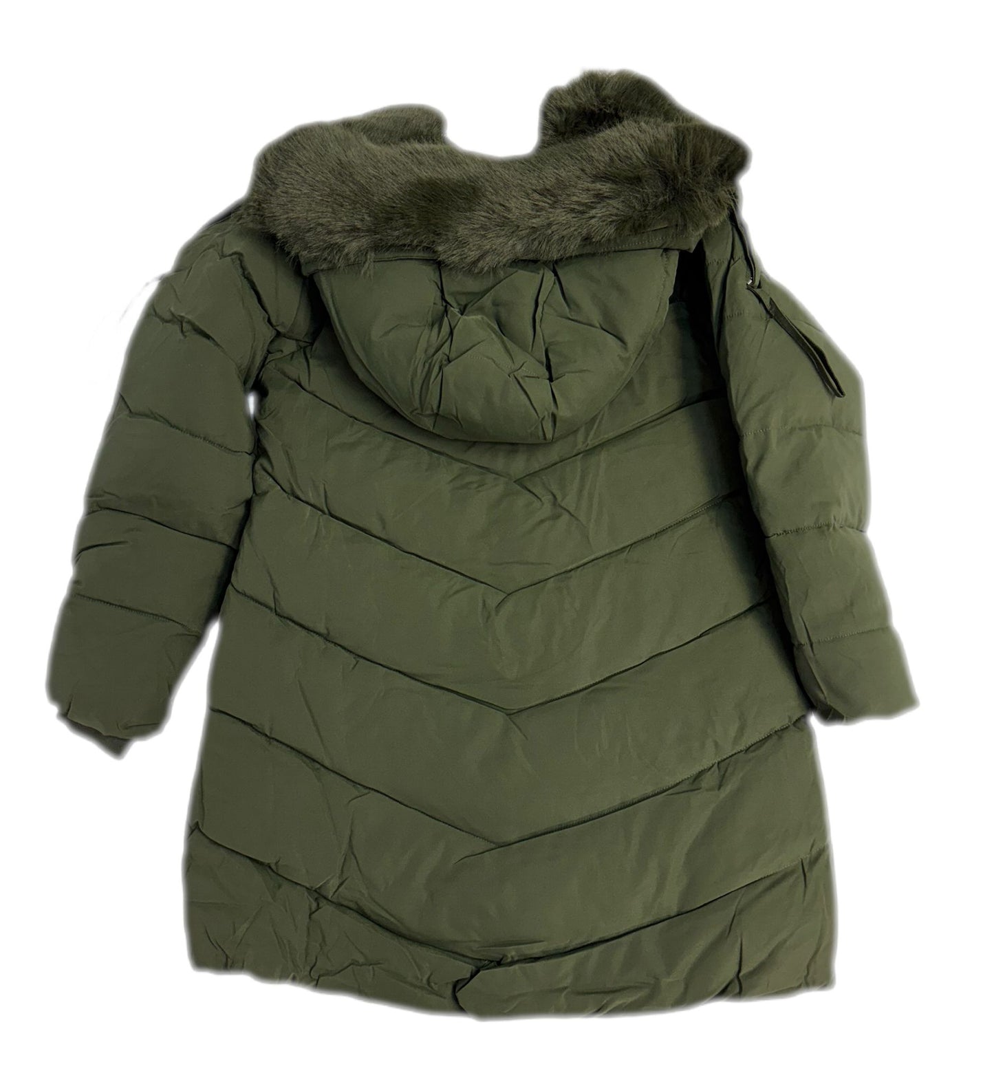 Cappotto lungo invernale con cappuccio con pelliccia sintetica