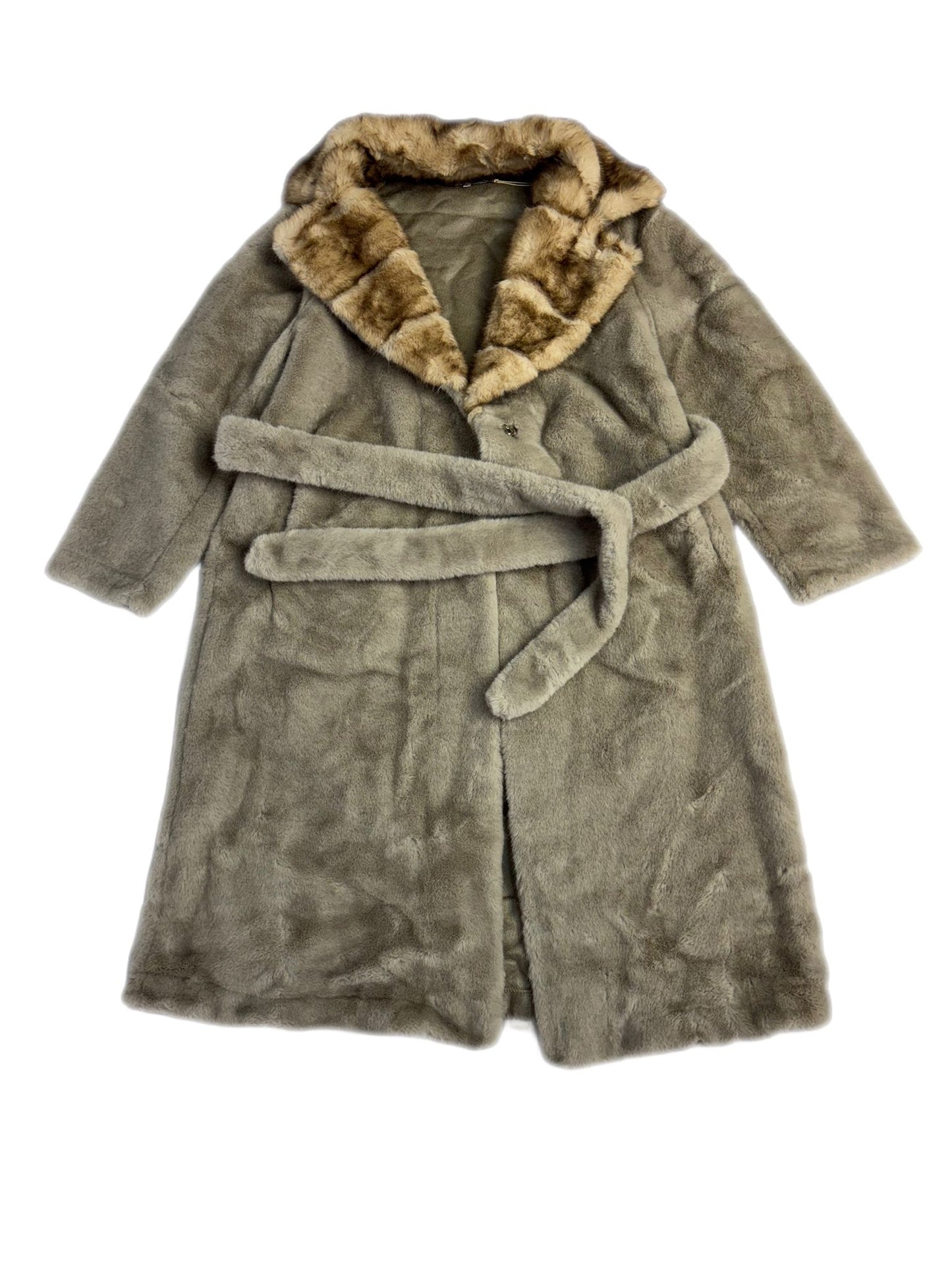 Cappotto lungo invernale elegante con pelliccia sintetica