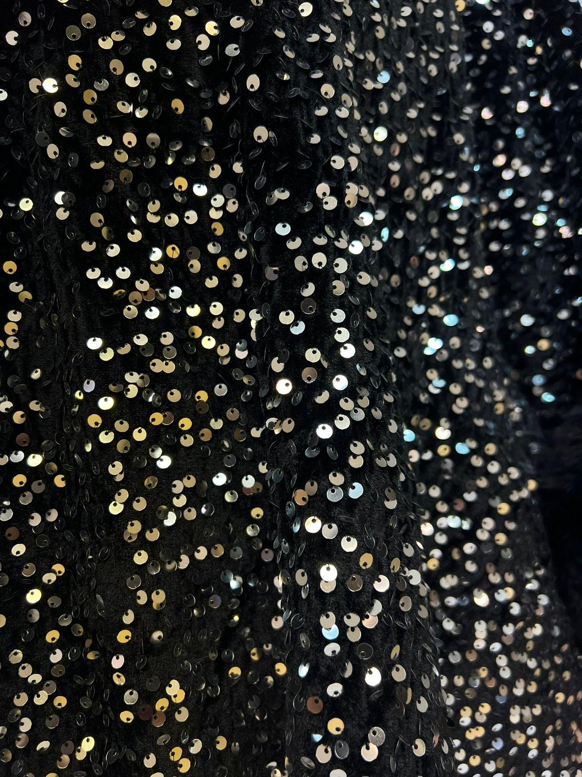 Cappotto mantoux giaccone tessuto a maglia con paillettes rifinito con pelliccia sintetica