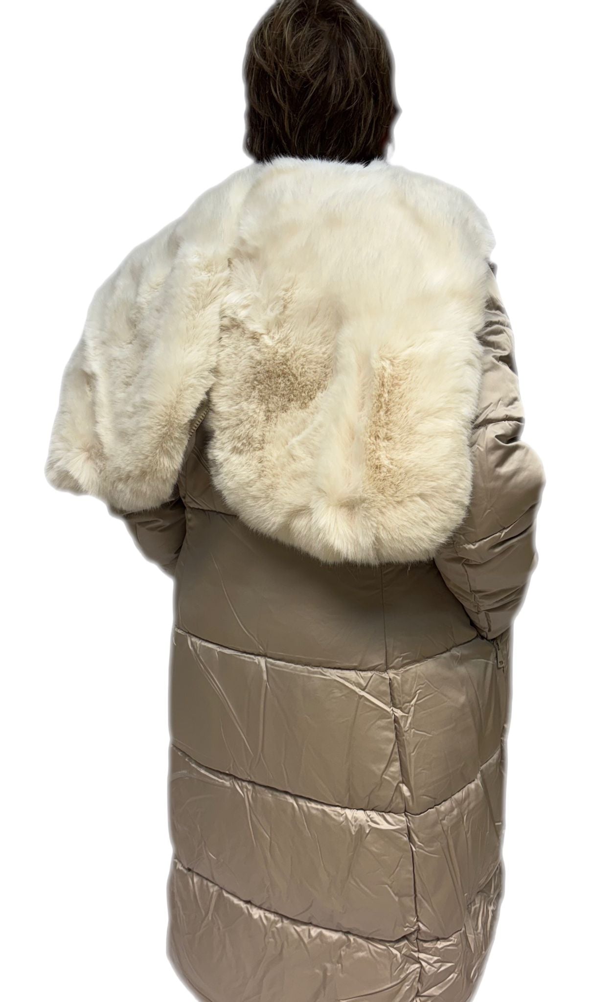 Cappotto trapuntato donna invernale con rifinitura in pelliccia sintetica