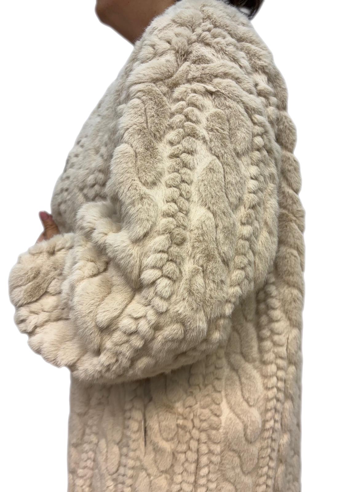 Cappotto pelliccia sintetica intagliata a trecce invernale donna
