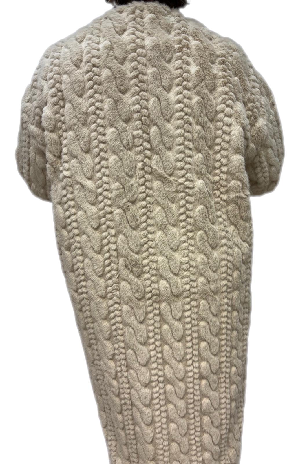Cappotto pelliccia sintetica intagliata a trecce invernale donna
