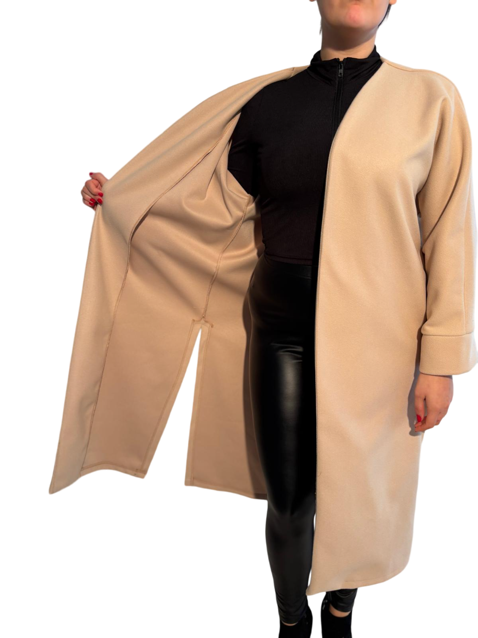Cappotto soprabito sfoderato con spacchi laterali lungo comodo