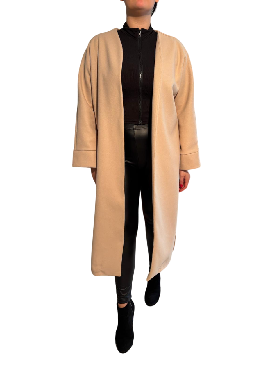 Cappotto soprabito sfoderato con spacchi laterali lungo comodo