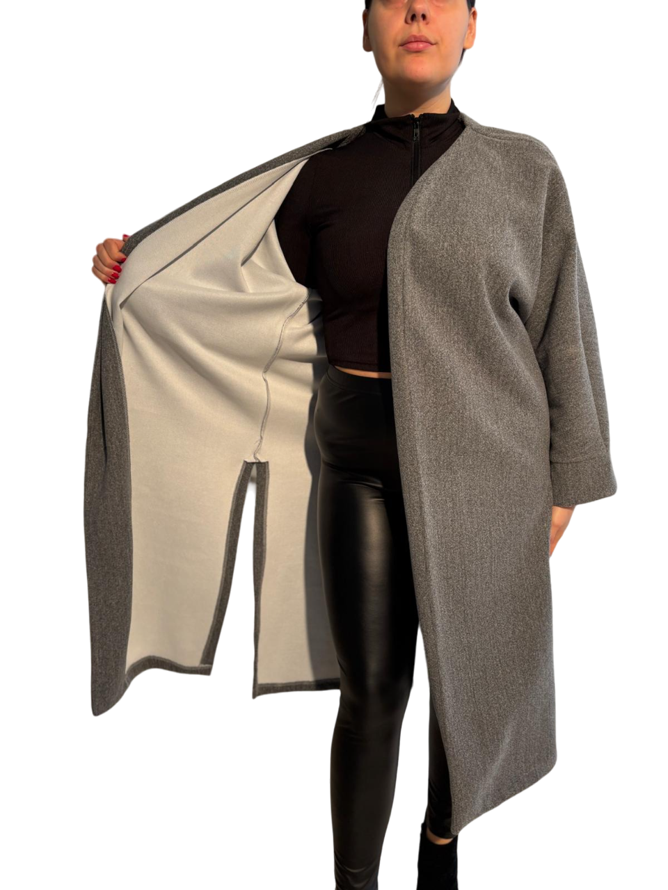 Cappotto soprabito sfoderato con spacchi laterali lungo comodo