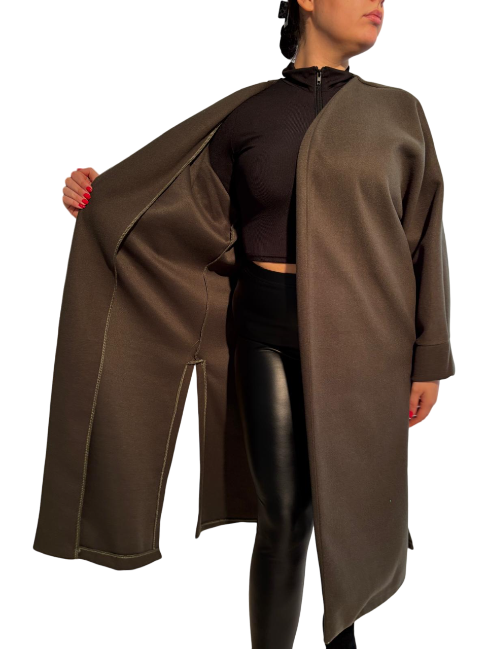 Cappotto soprabito sfoderato con spacchi laterali lungo comodo
