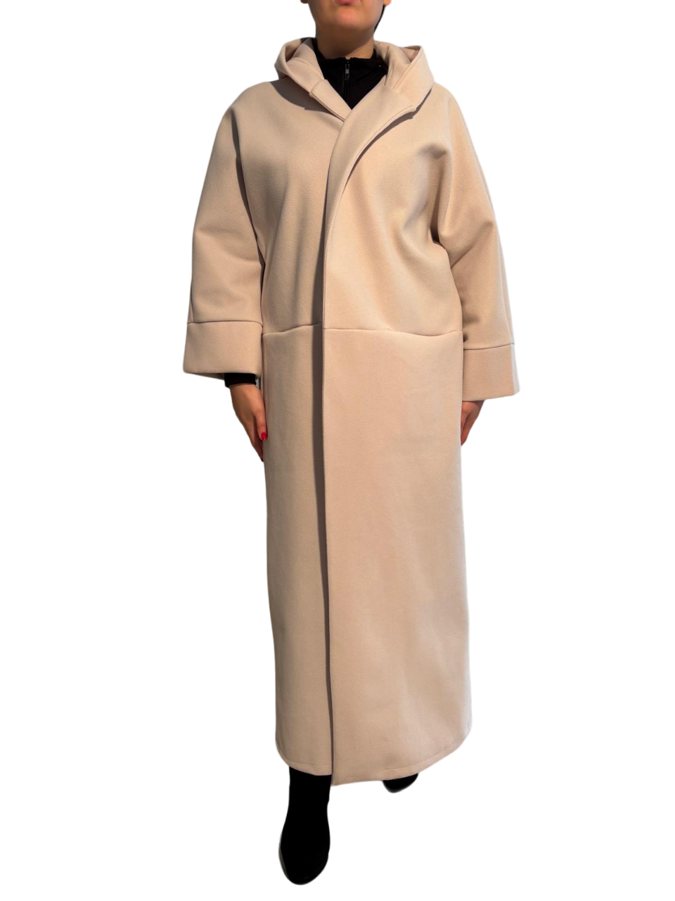 Cappotto soprabito sfoderato con cappuccio lungo comodo