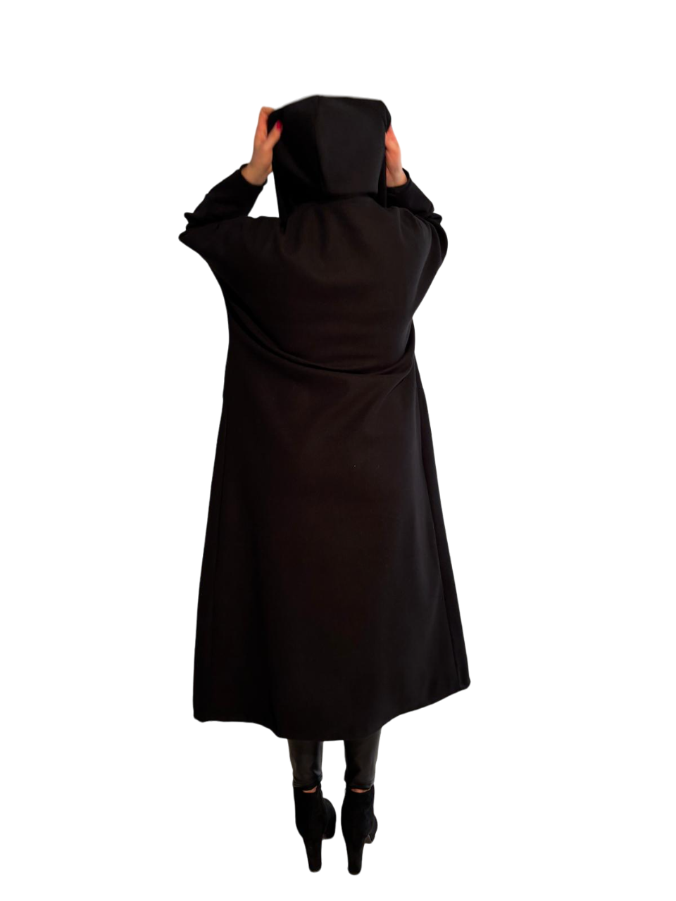 Cappotto soprabito sfoderato con cappuccio lungo comodo