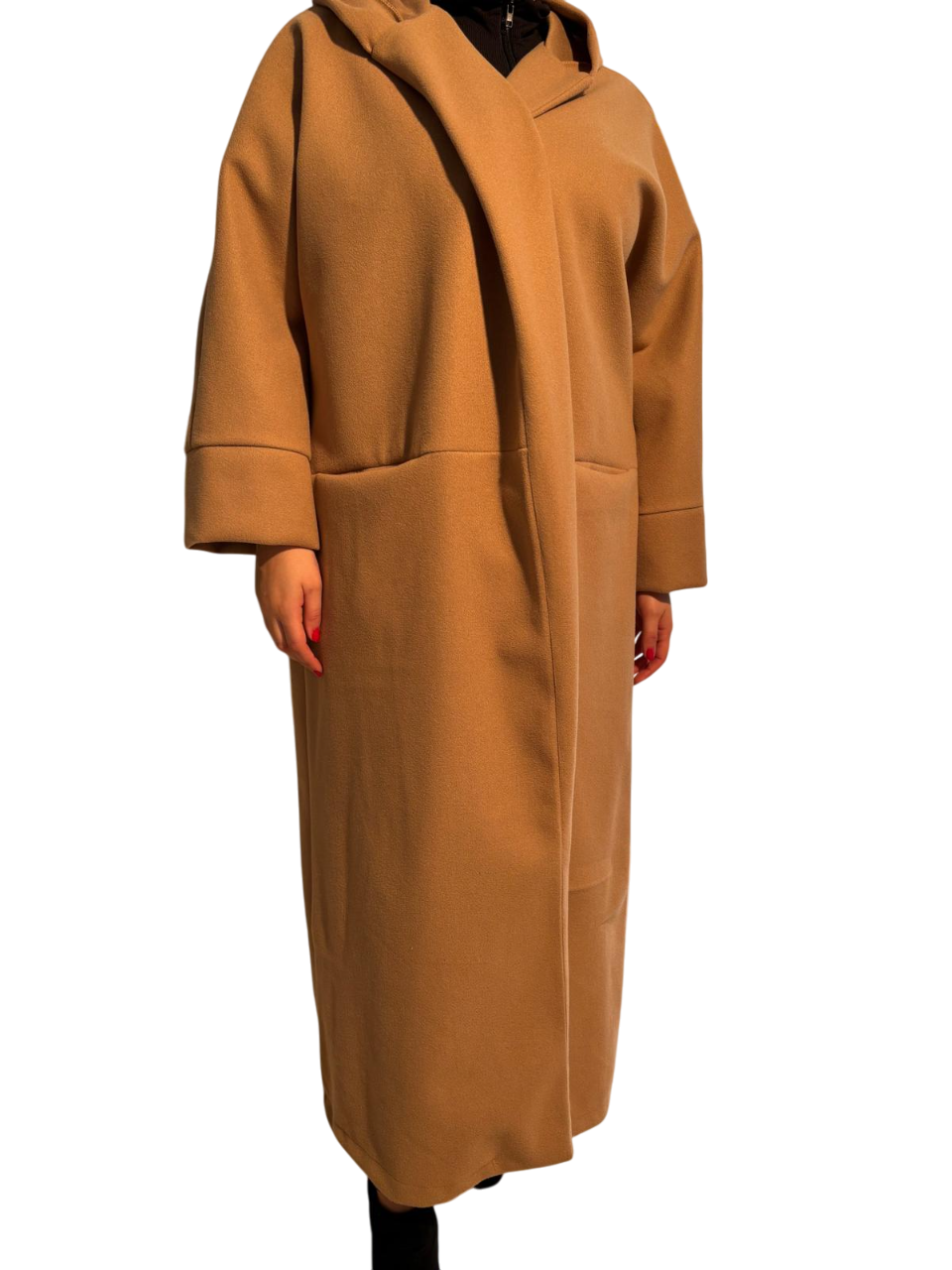 Cappotto soprabito sfoderato con cappuccio lungo comodo