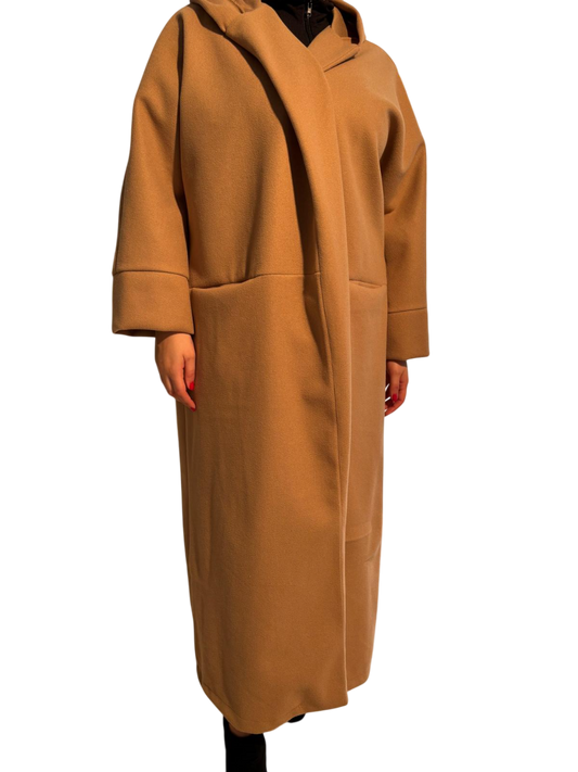 Cappotto soprabito sfoderato con cappuccio lungo comodo