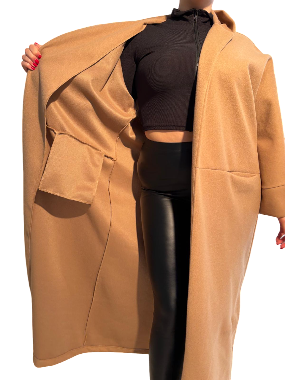 Cappotto soprabito sfoderato con cappuccio lungo comodo