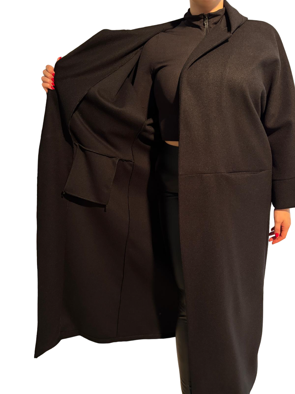 Cappotto soprabito sfoderato con cappuccio lungo comodo