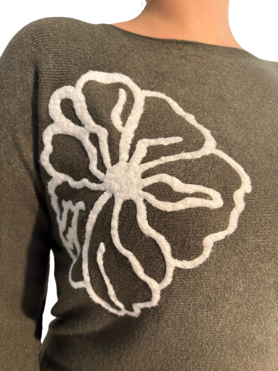 Damenanzug aus weichem Stoff mit Flockblumen