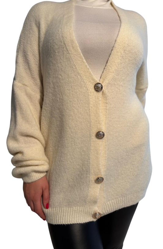 Übergroße Strickjacke mit Knöpfen