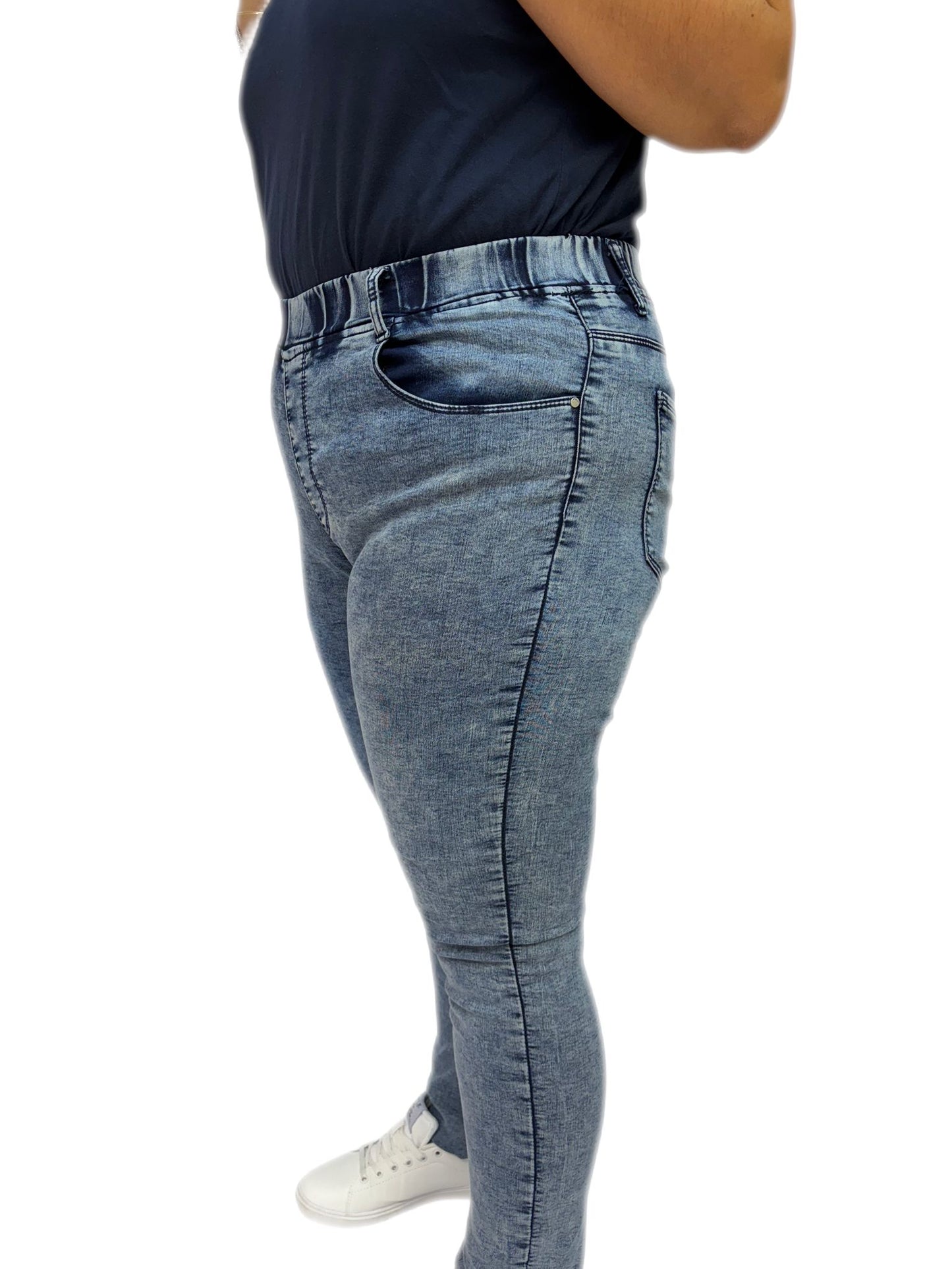 Jeans Curvy Oversize Donna con Elastico in Vita Taglie comode