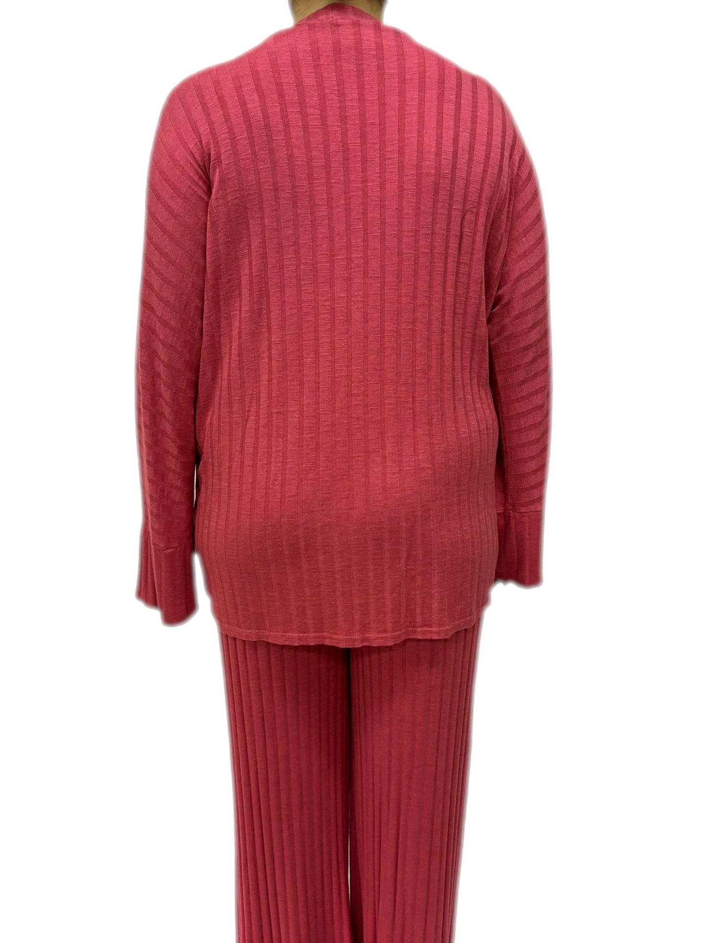Completo maglione con cintura e pantaloni a zampa d'elefante
