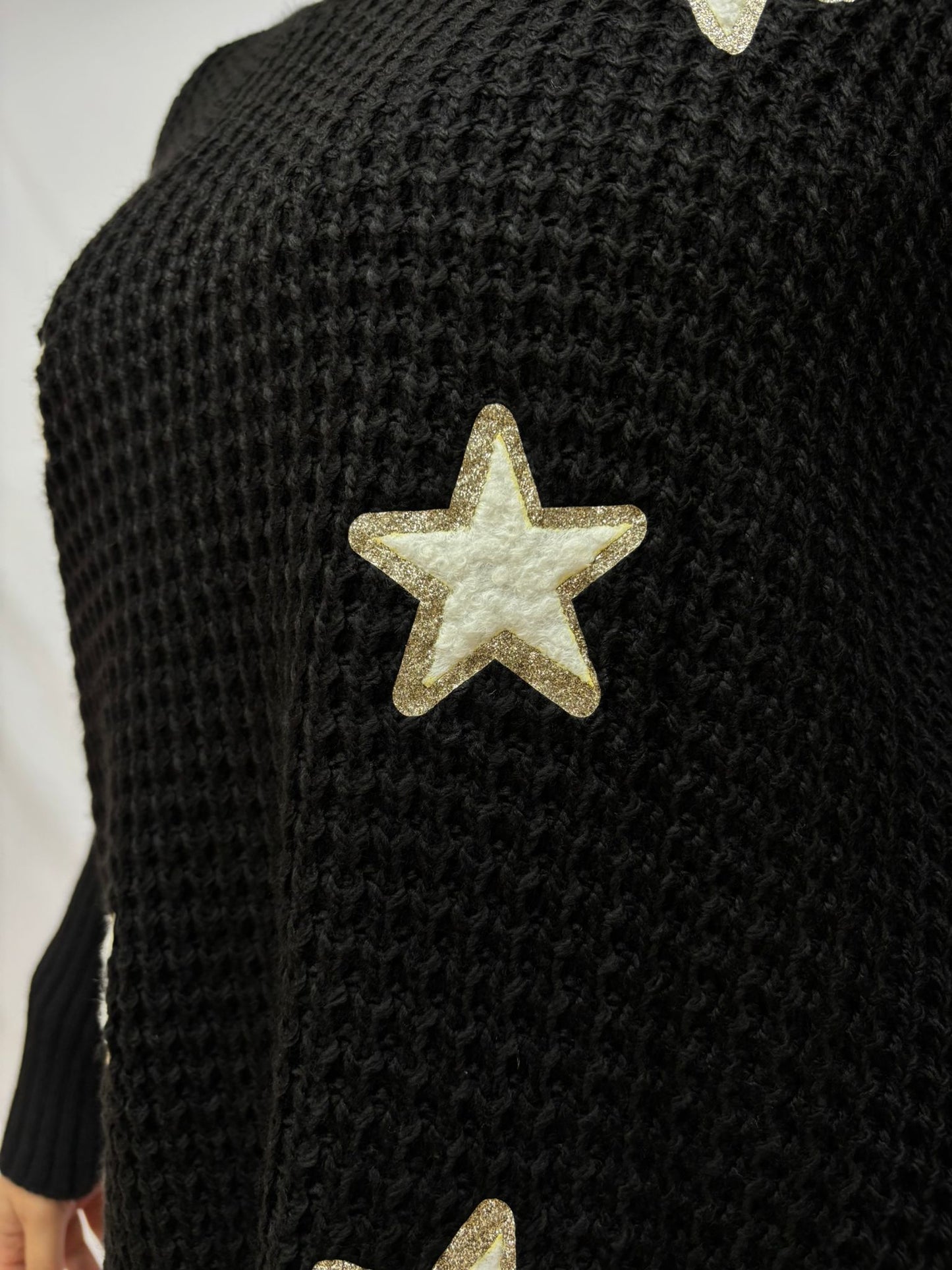 Maglione nero invernale da donna con Motivo a Stella