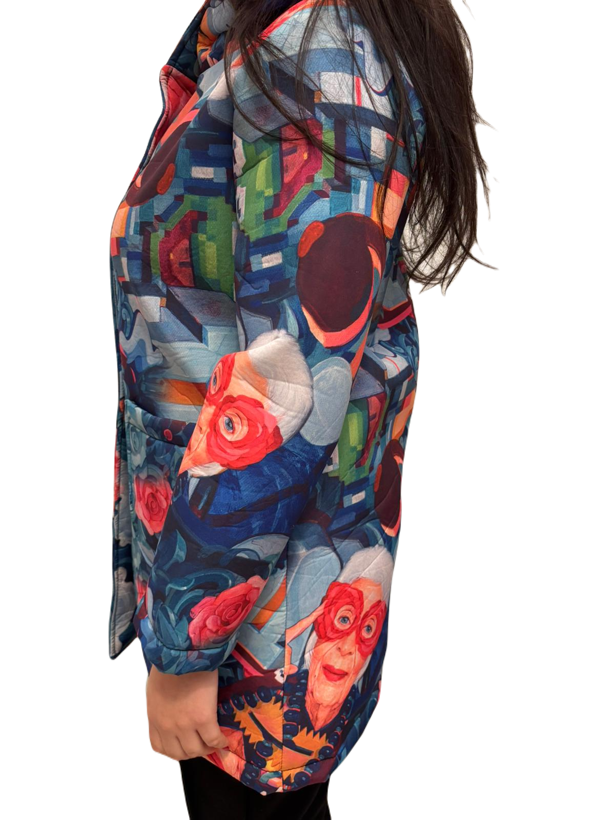 Cappotto donna invernale stampato multicolor