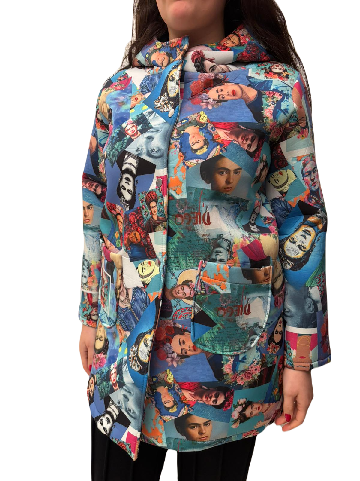 Cappotto donna invernale stampato multicolor