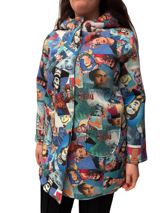 Cappotto donna invernale stampato multicolor
