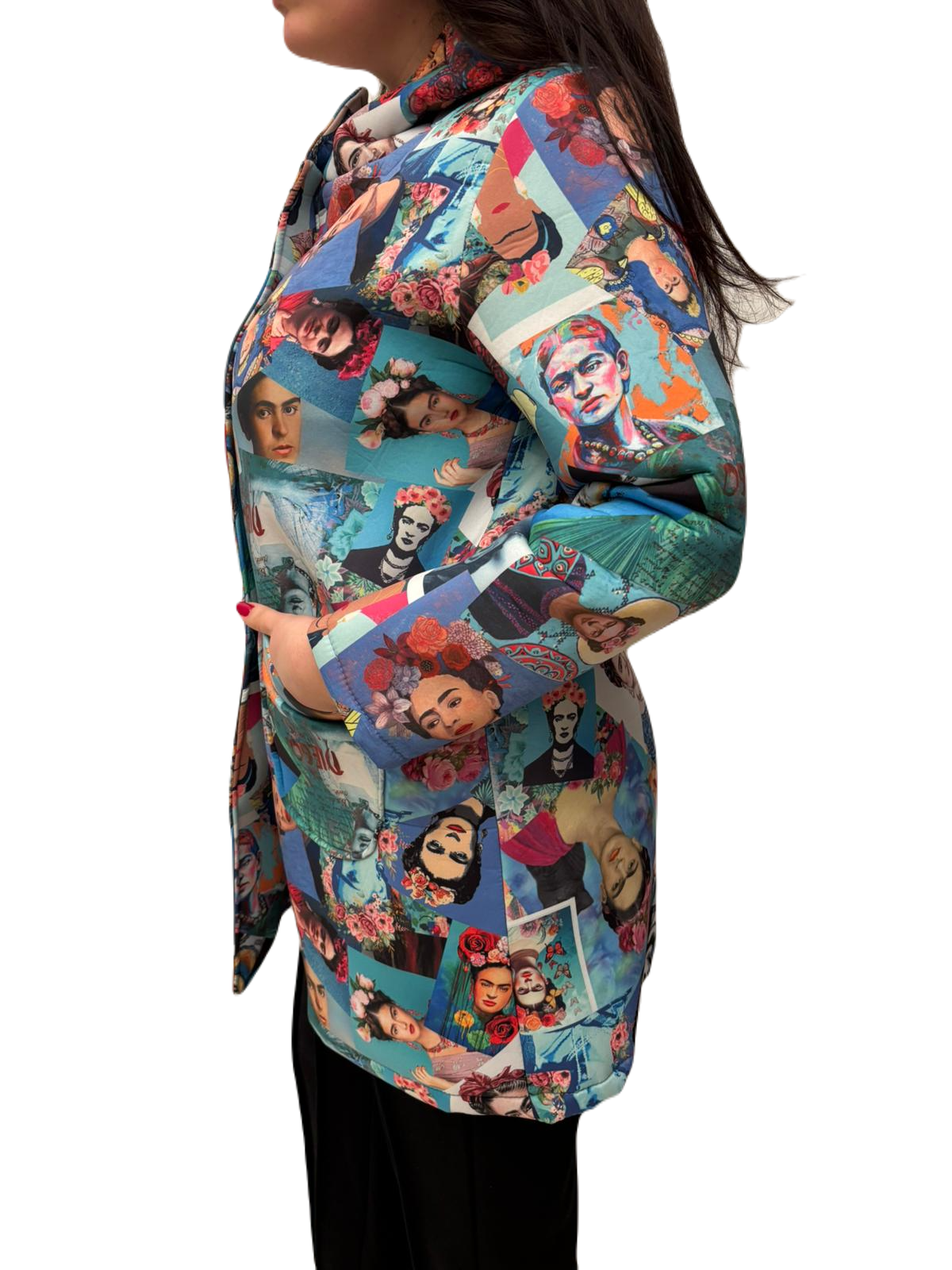 Cappotto donna invernale stampato multicolor