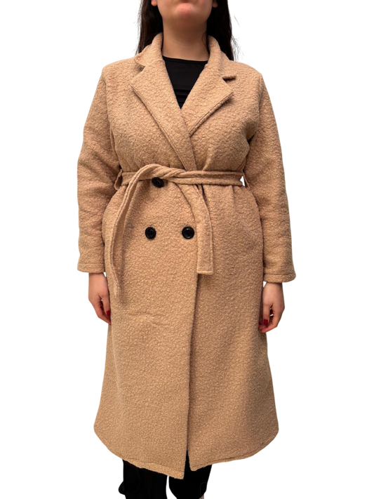 Cappotto donna invernale effetto riccio a maniche lunghe
