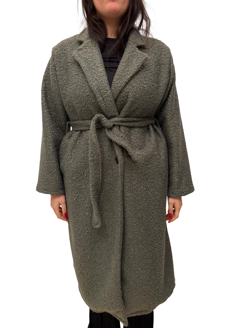 Cappotto donna invernale effetto riccio a maniche lunghe