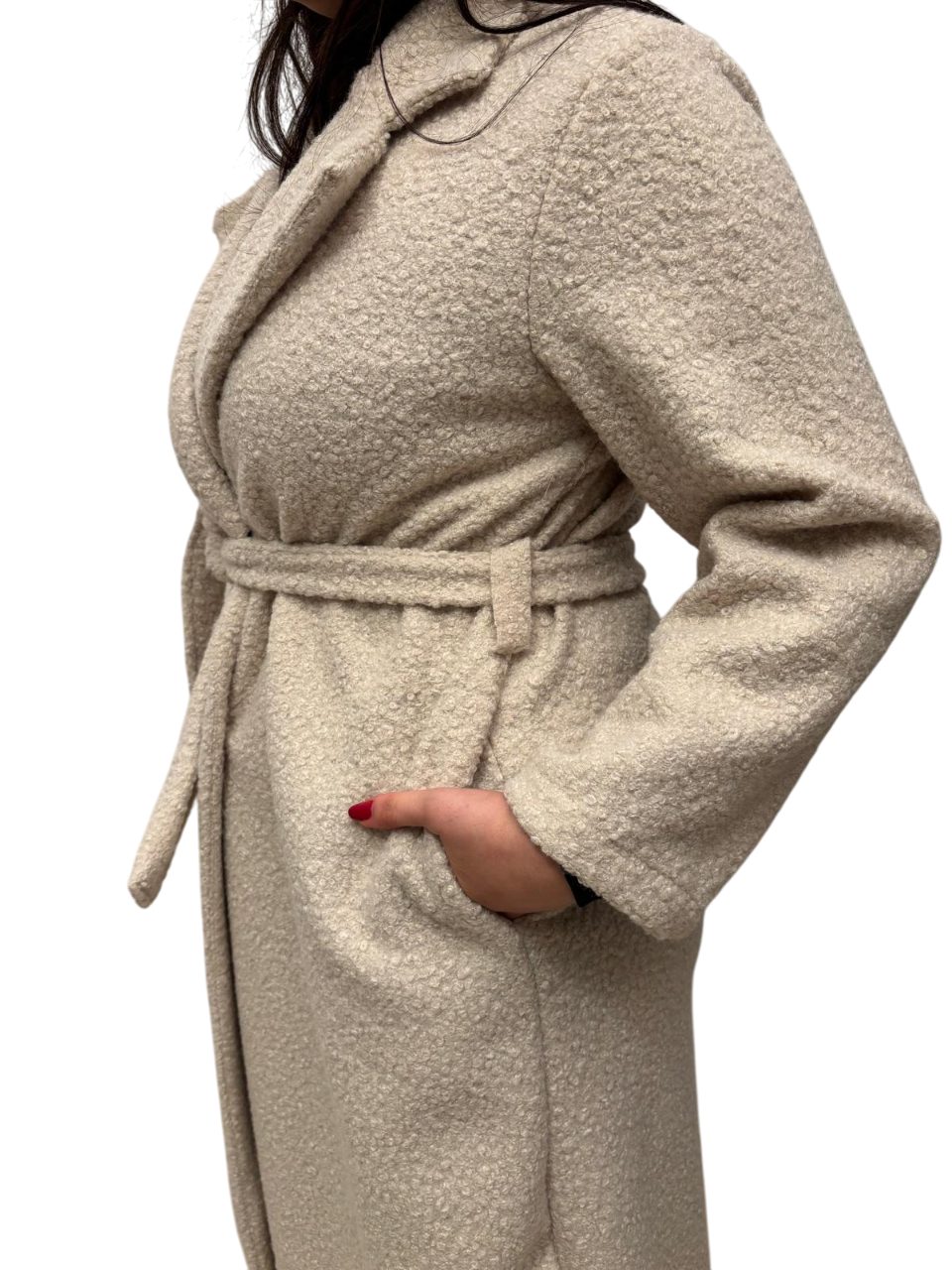 Cappotto donna invernale effetto riccio a maniche lunghe
