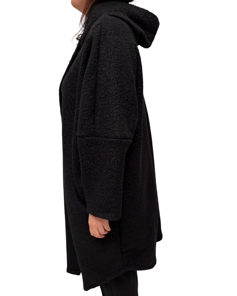 Cappotto ballon effetto riccio a maniche lunghe