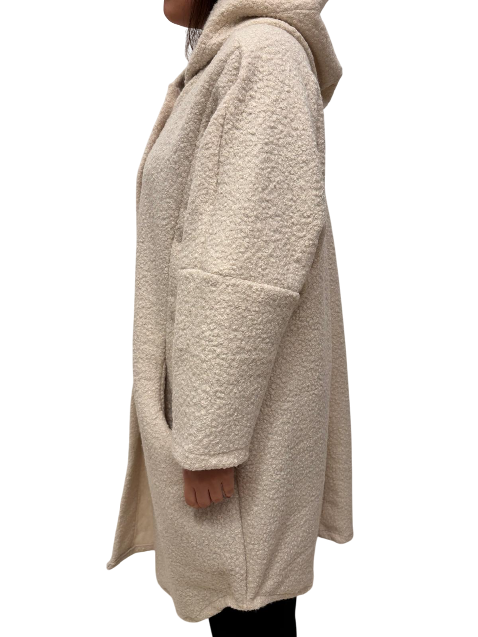 Cappotto ballon effetto riccio a maniche lunghe