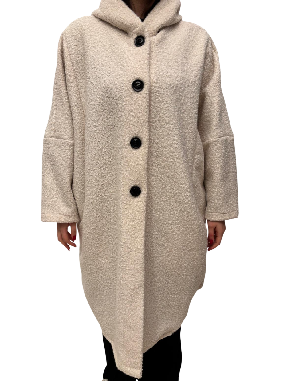 Cappotto ballon effetto riccio a maniche lunghe