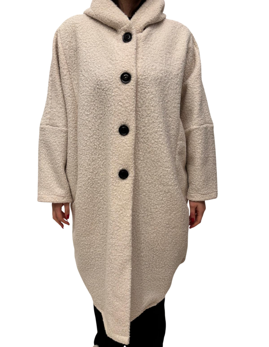 Cappotto ballon effetto riccio a maniche lunghe