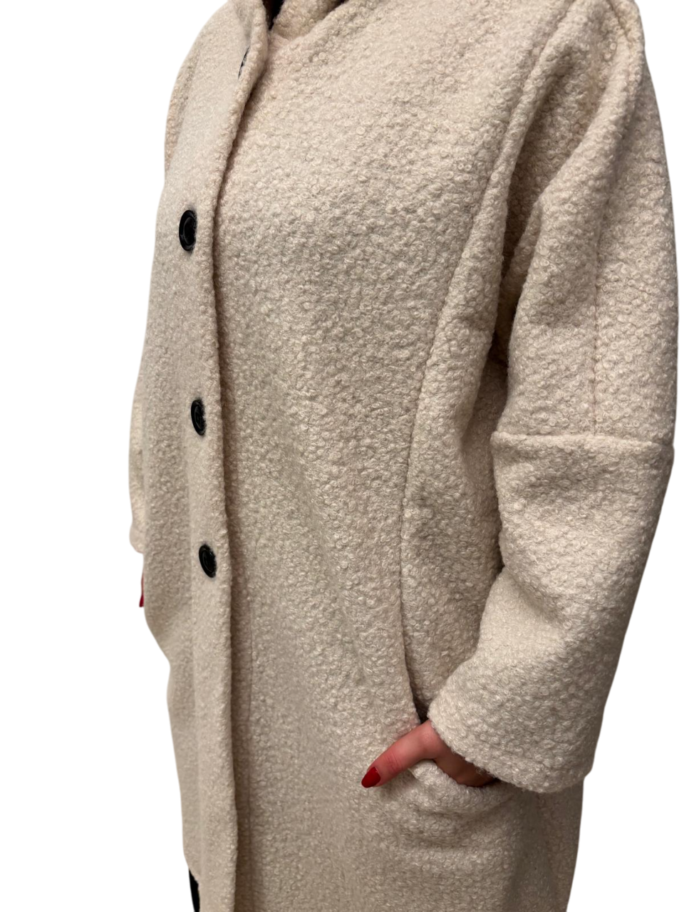 Cappotto ballon effetto riccio a maniche lunghe