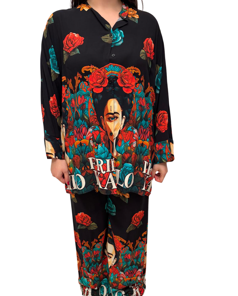 Camicia donna con stampa Frida Kahlo