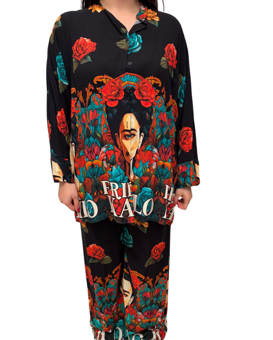 Camicia donna con stampa Frida Kahlo