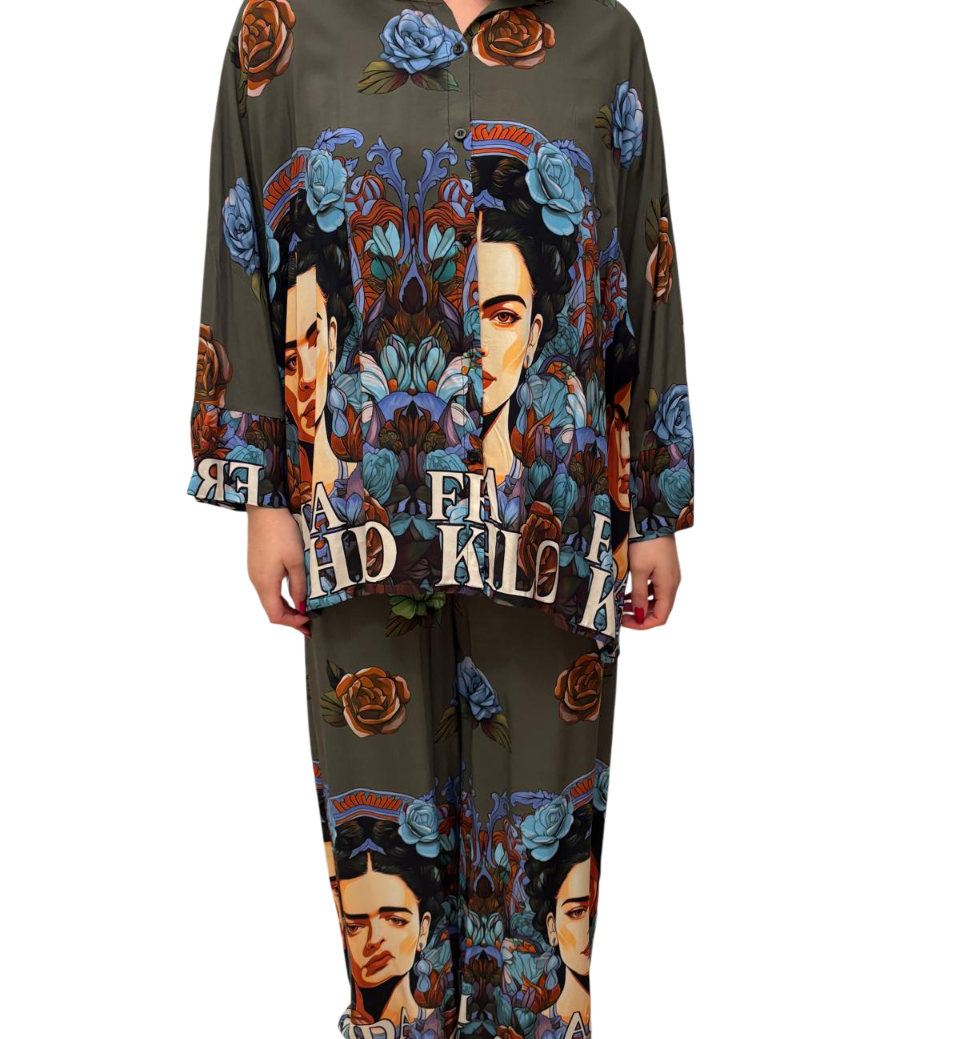 Camicia donna con stampa Frida Kahlo